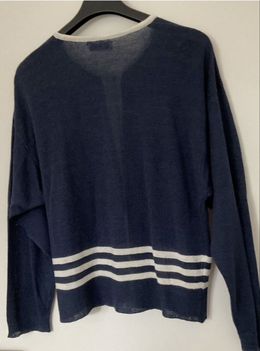 Giacche: BIG Leinen Strickjacke, Gr. M, blau/weiss – Usato da Opfikon venduto da acoaee 2