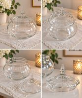 Glasdose mit Deckel transparent schöner Zustand Bonboniere