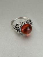 Vintage 925 Silber Ring mit Bernstein: ca. 56-57