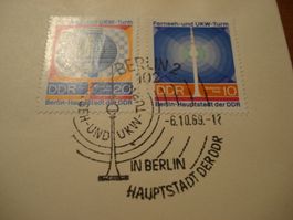DDR 2 FDC, Block + Satz 1969 Fernsehturm Berlin