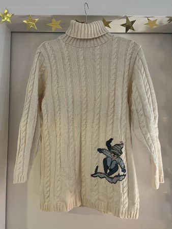 Strickpullover beige Zopfmuster Grösse 36 38 vintage