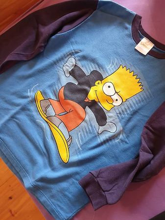 Simpsons Retro Pullover Bart & Snowboard, super Zustand