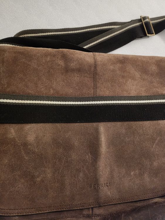 Sac à Main Claudio Ferrici En Cuir Marron Foncé - Sac Bandoulière Vintage - Occasion Très Bon état