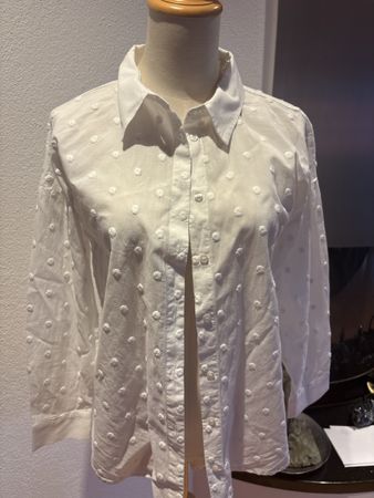 Baumwolle Bluse Gr S mit Tupfen
