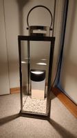 Edelstahl Laterne mit Strom & Deko-Steinen – Lampe