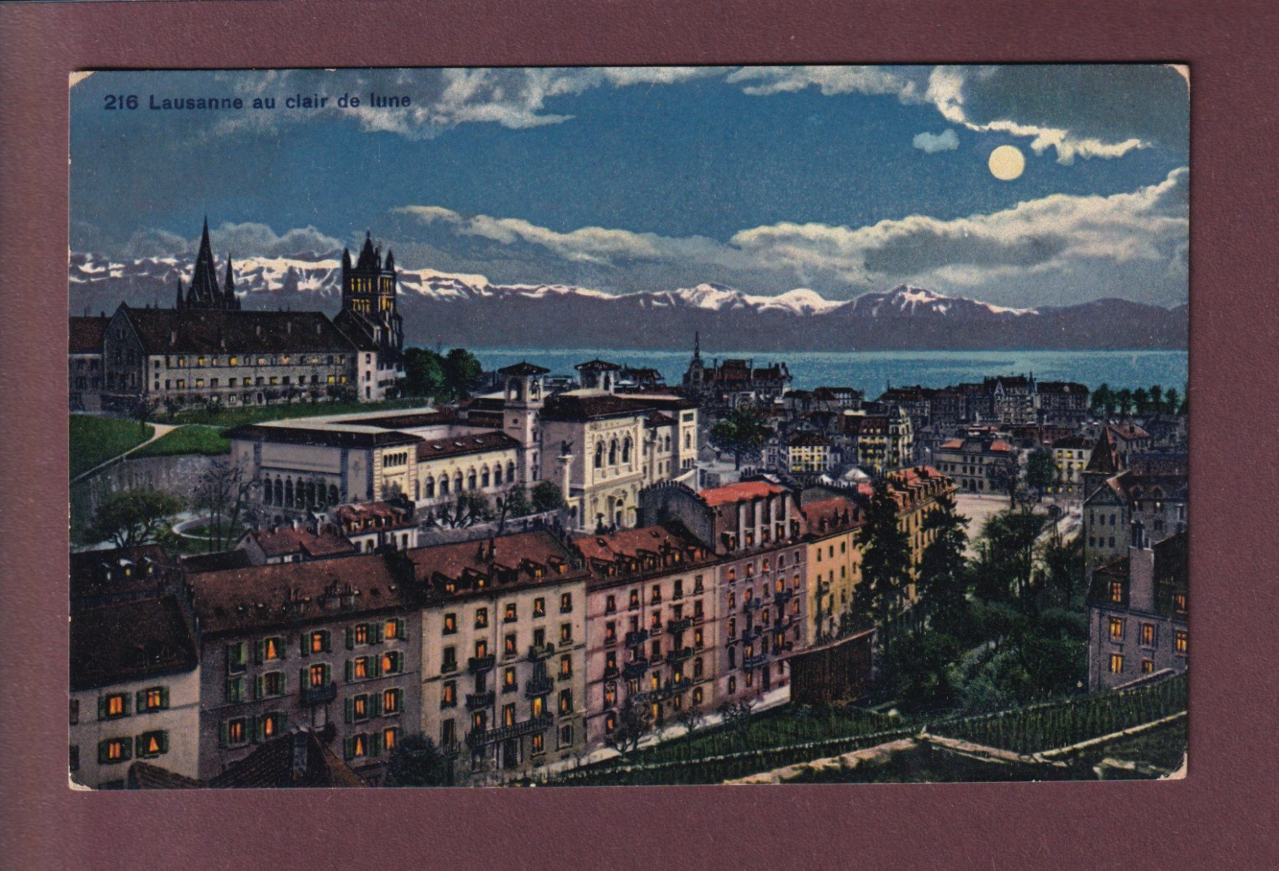 Cartoline postali: LAUSANNE au clair de lune - 1920 – Usato da Pully venduto da nicecards