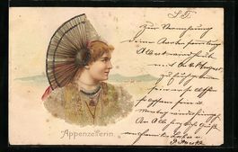 Litho Appenzellerin in traditionellen Tr