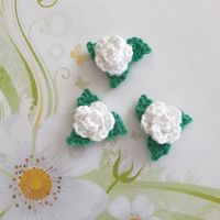 3 Stk. MINI-ROSEN Lamé gehäkelt, rose uncinetto crochet 920