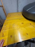 Tischplatte Holztisch gelb gebraucht mit 2 Böcken massiv