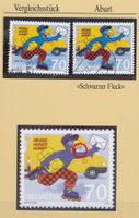 1997,ABART,GLOBI BEI DER POST, PLATTENFEHLER SCHWARZER FLECK