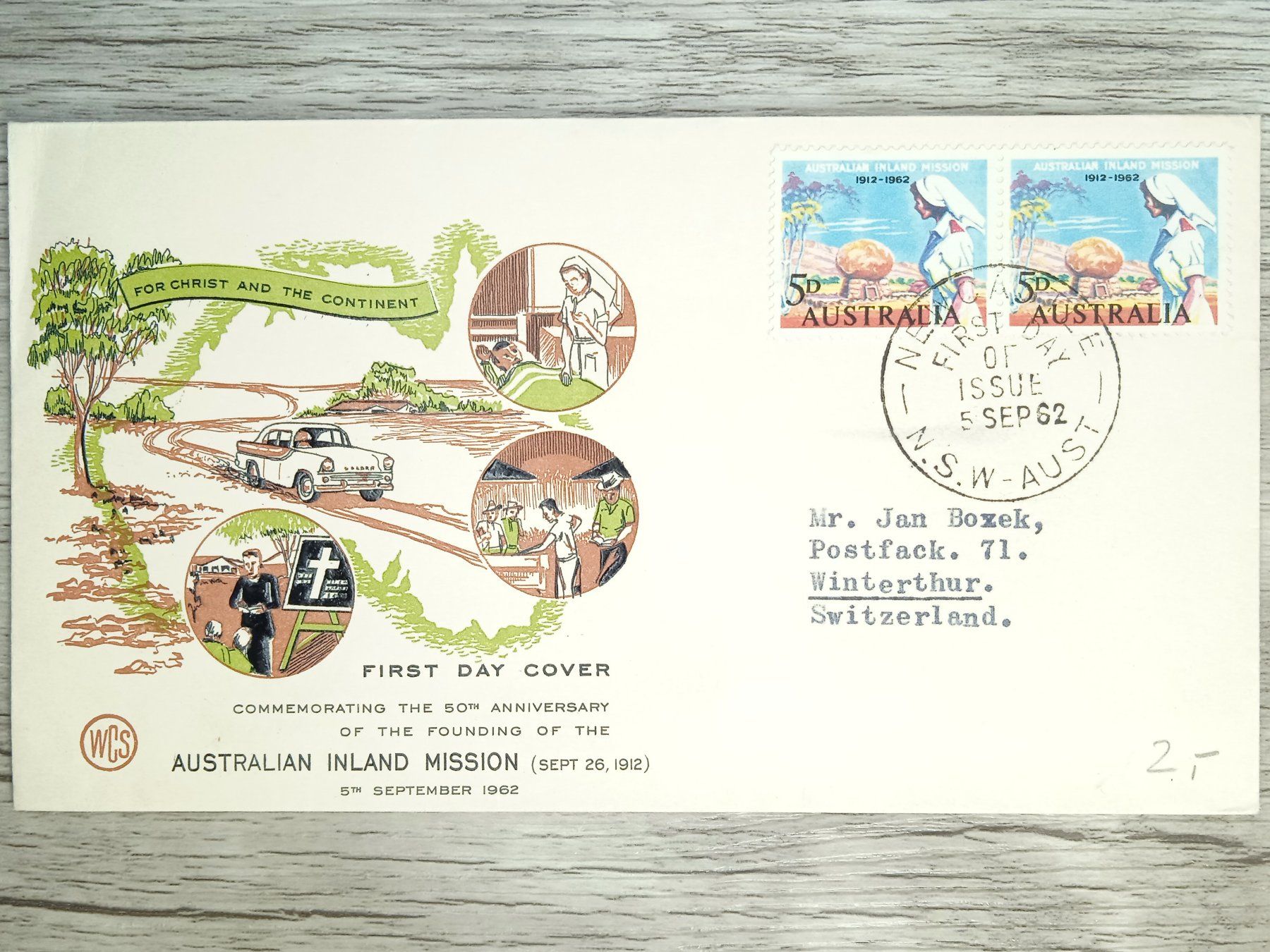 Tutti i francobolli: TR80 Enveloppe + Timbre Australie 1962 – Usato da Cousset venduto da Patrick_Collections