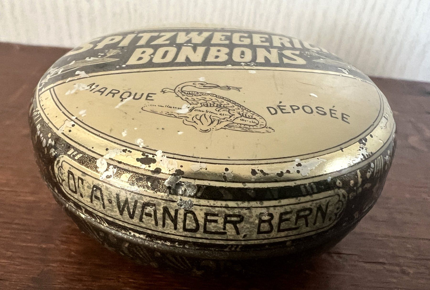 Barattoli: antikes Blechdöschen Dr. A. Wander SPITZWEGERICH-BONBONS – Usato da Rothrist venduto da Brandystar 1