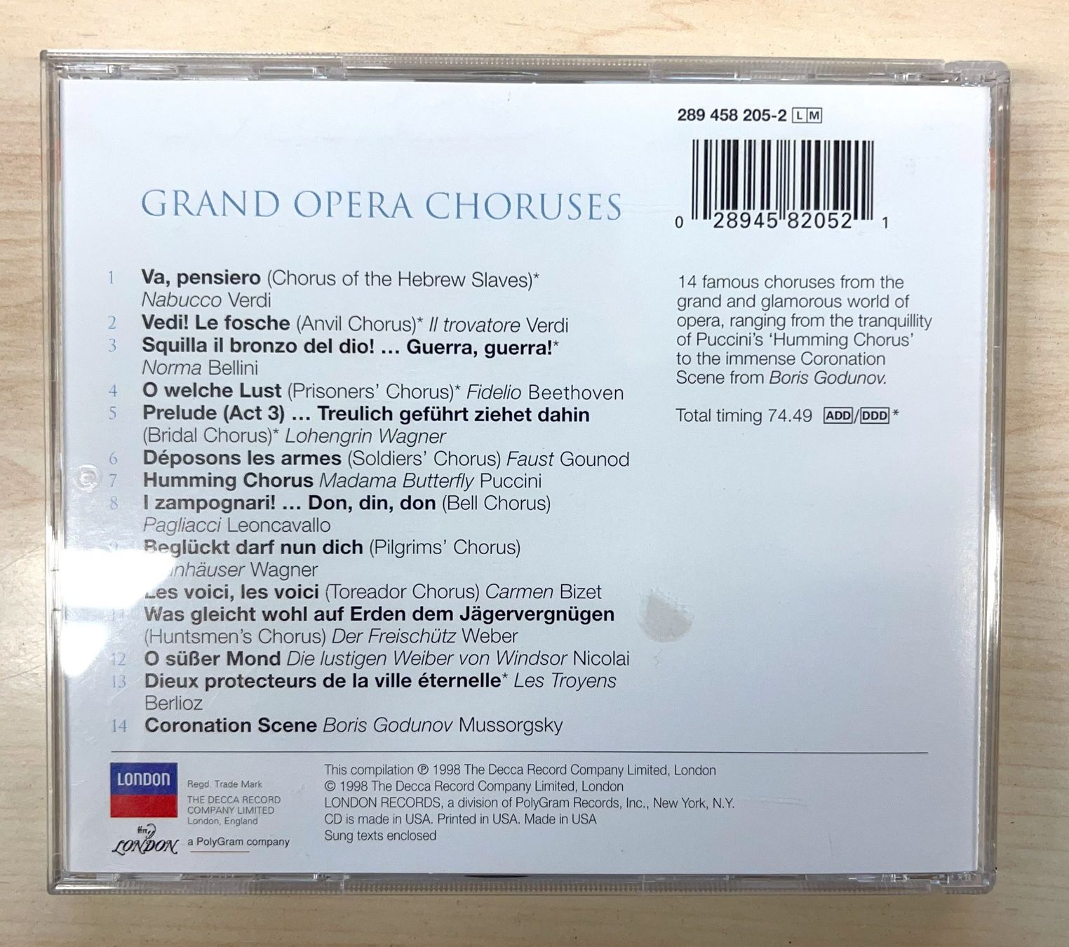 CD: GRAND OPERA CHORUSES CD – Usato da Oftringen venduto da Vucki 1