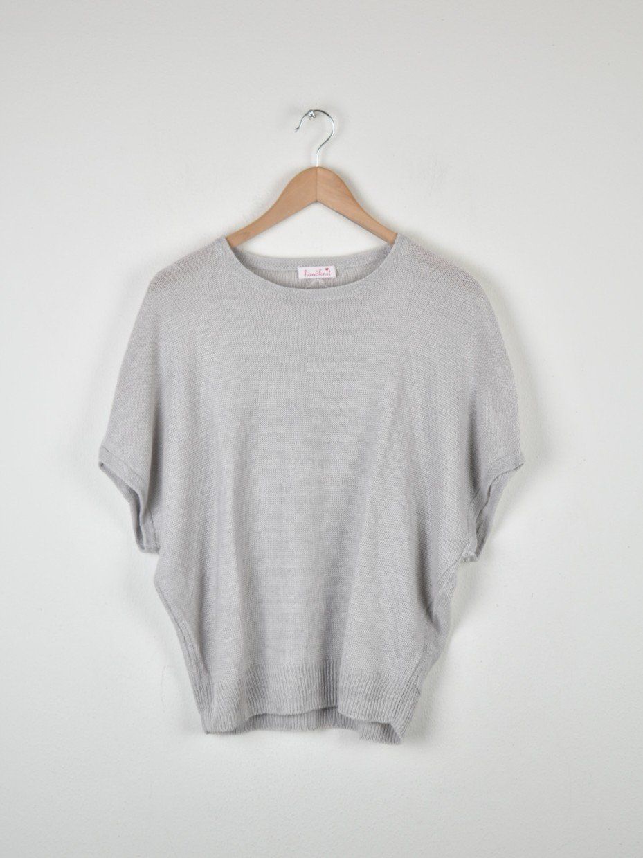 Maglioni & Felpe: handknit Kurzarm Pullover, grau, Gr.S, 100% Leinen – Usato da Nürensdorf venduto da 2ND_STORY