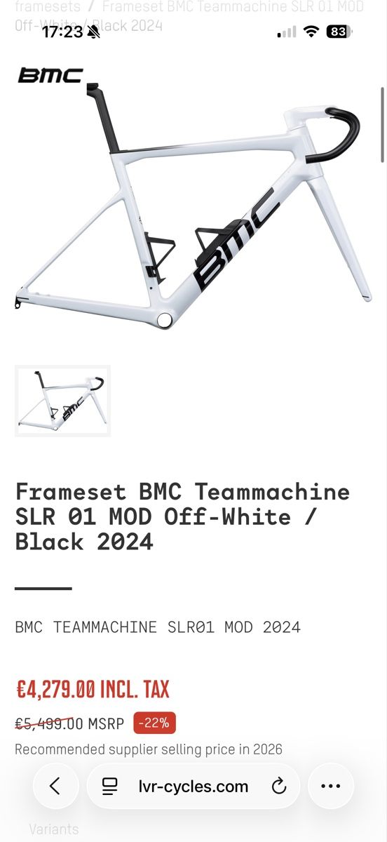 BMC Vélos: Frameset BMC Teammachine SLR01 2024 size 56 – D'occasion à Vuisternens-Ogoz par Marc21F 1