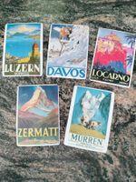 Lot de 5 mini plaques en métal vintage–Affiches touristiques