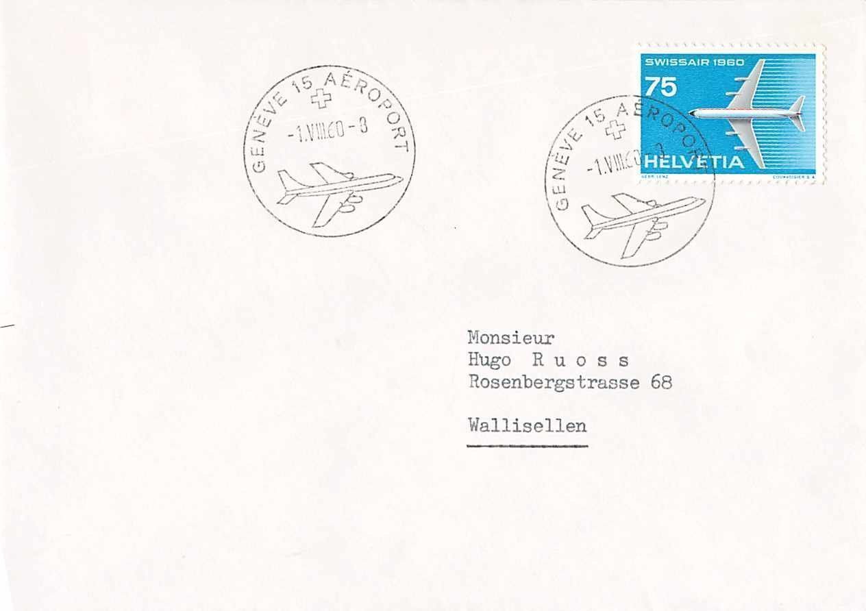 Alle Briefmarken: FLUGHAFEN-STEMPEL von GENEVE 1.8.1960 – Gebraucht aus Winterthur von SchatzchischtliWinti