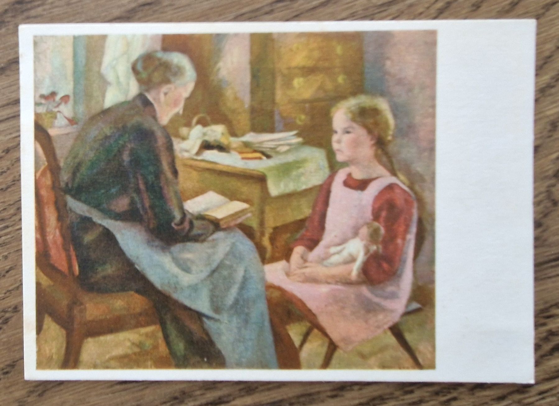 Ansichtskarten: Grossmutter lernt mit Enkelin. Besuchsankündigung 1951 – Gebraucht aus Ebikon von Donar50