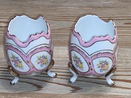 2 schöne Vasen, Porzellan, Eierschalen rosa gold