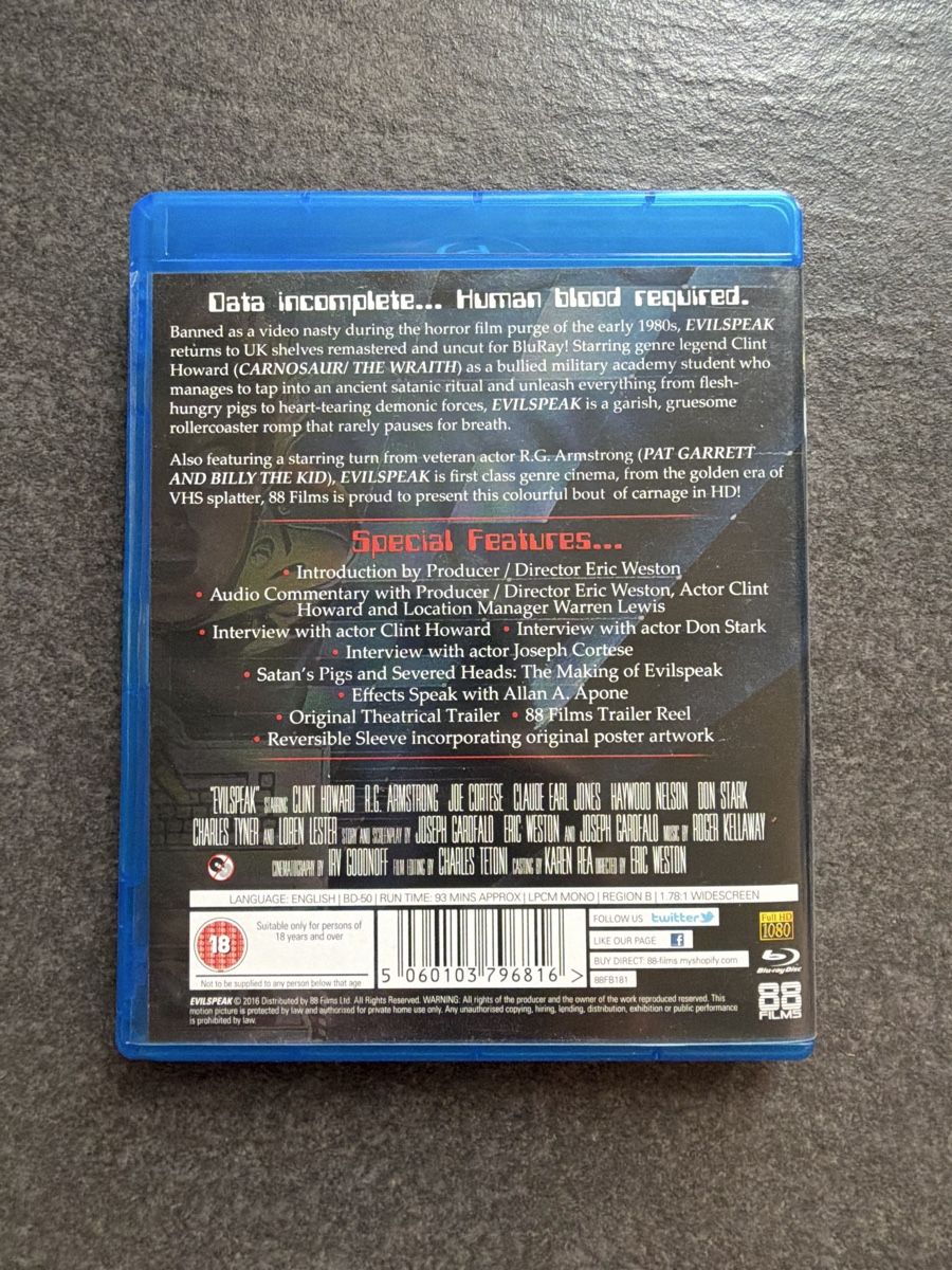 Tous les DVDs: Evilspeak Blu-ray 88 Films – D'occasion à Zürich par cENS0R 1