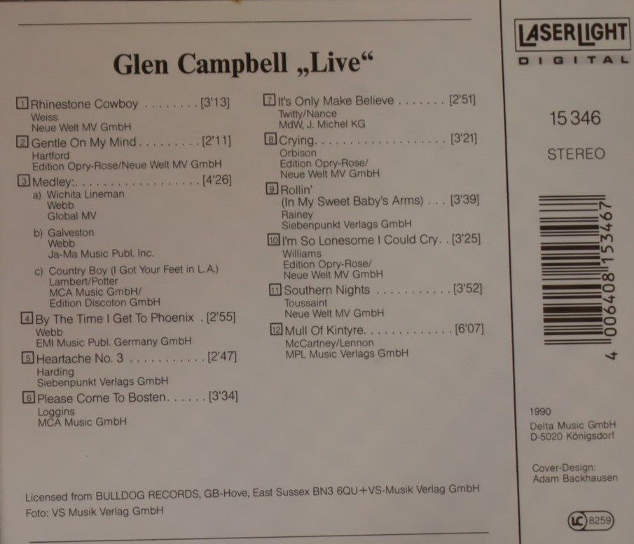 CDs: Glen Campbnell – Live – Gebraucht aus Luzern von CONTENTI 2