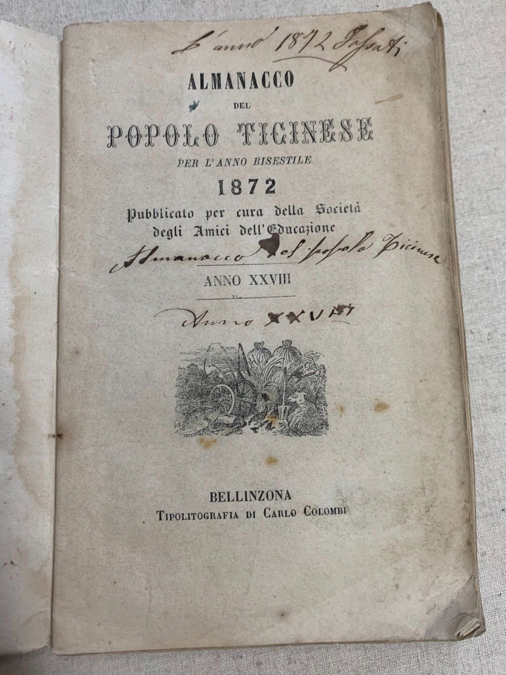 Libri: Ticino - "Almanacco Popolare - 1872" – Usato da Sorengo venduto da 74in 1