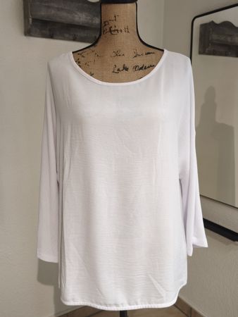 Damen Bluse Langarm Weiss Grösse L 100% Polyester