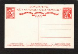 Bundesfeierkarte 1927  , Nr. 46 l * , Ausland rot 20 Rp
