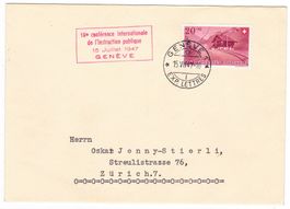 lettre de Genève cachet S283 pour Zürich le 15.VII.47