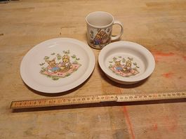 3-teiliges Vintage Geschirrset für Kinder, ungebraucht