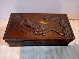 Antike Schatulle Drachenmotiv Japan Bronze Rarität 891 Gramm
