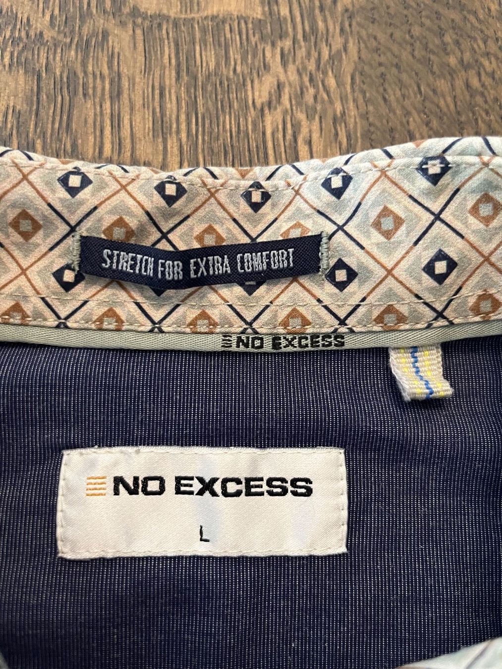 Camicie: NO EXCESS Herrenhemd Langarm  beige gemustert – Usato da Birrwil venduto da Bruce1968 1