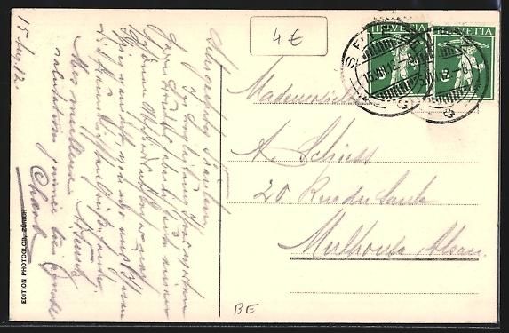 Cartoline postali: AK Spiez, Ortsansicht mit Thunersee – Usato da Berlin venduto da bartko-reher 1
