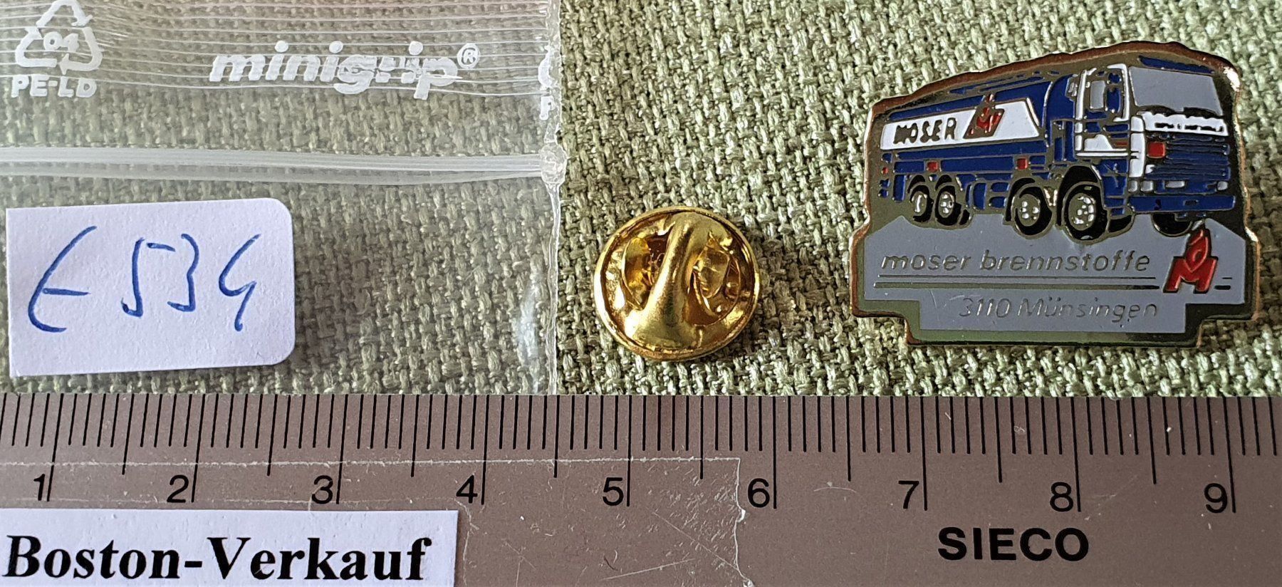 Placchette & Badge: E534 - Pin Moser Brennstoffe Münsingen – Usato da Reinach BL venduto da Boston-Verkauf 2