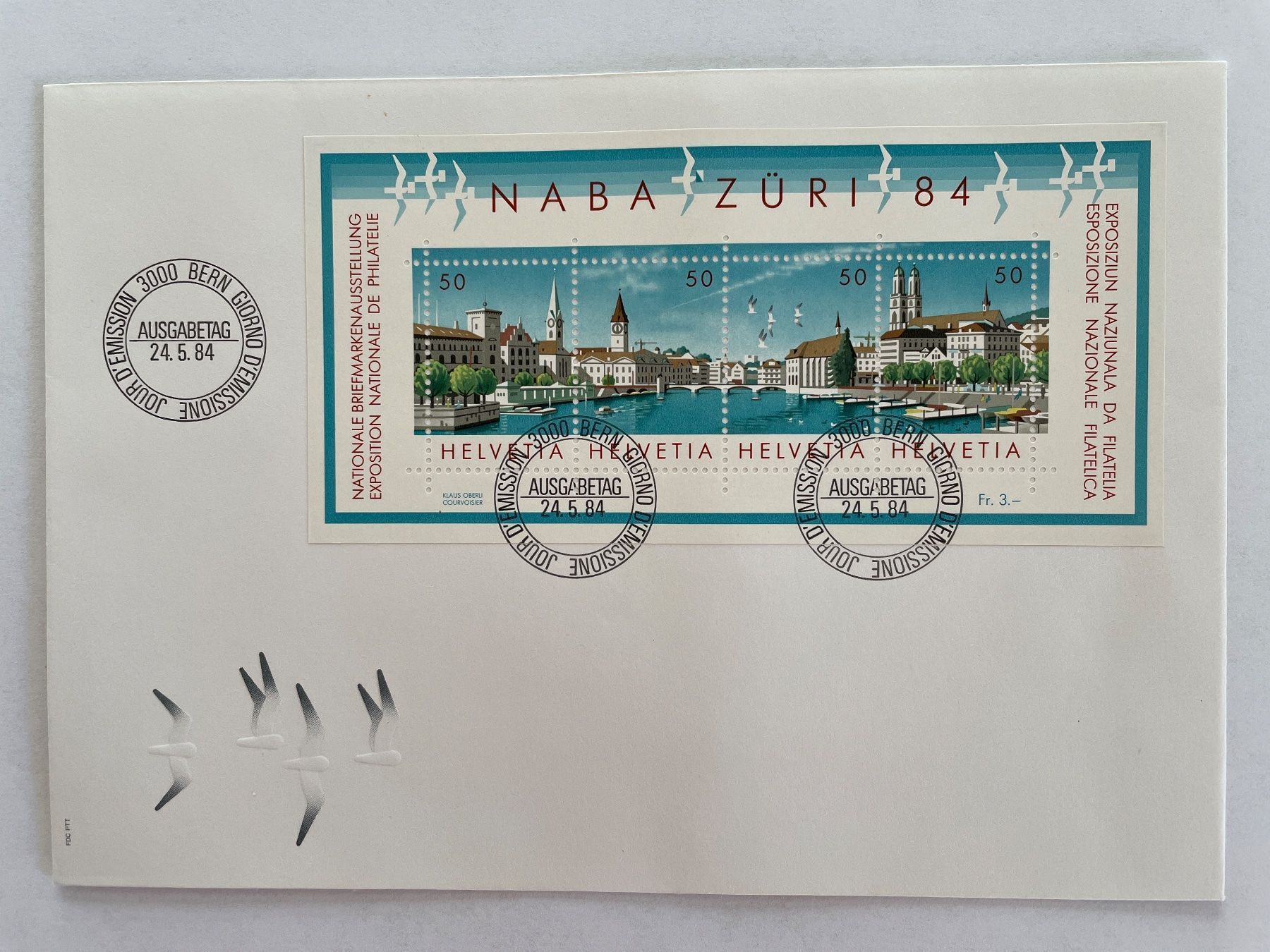 Alle Briefmarken: Briefmarken Block NABA Züri 1984 – Gebraucht aus Adligenswil von Treegarden
