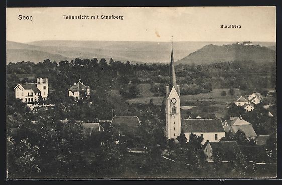 Cartoline postali: Seon, Teilansicht mit Staufberg aus der  – Usato da Berlin venduto da bartko-reher