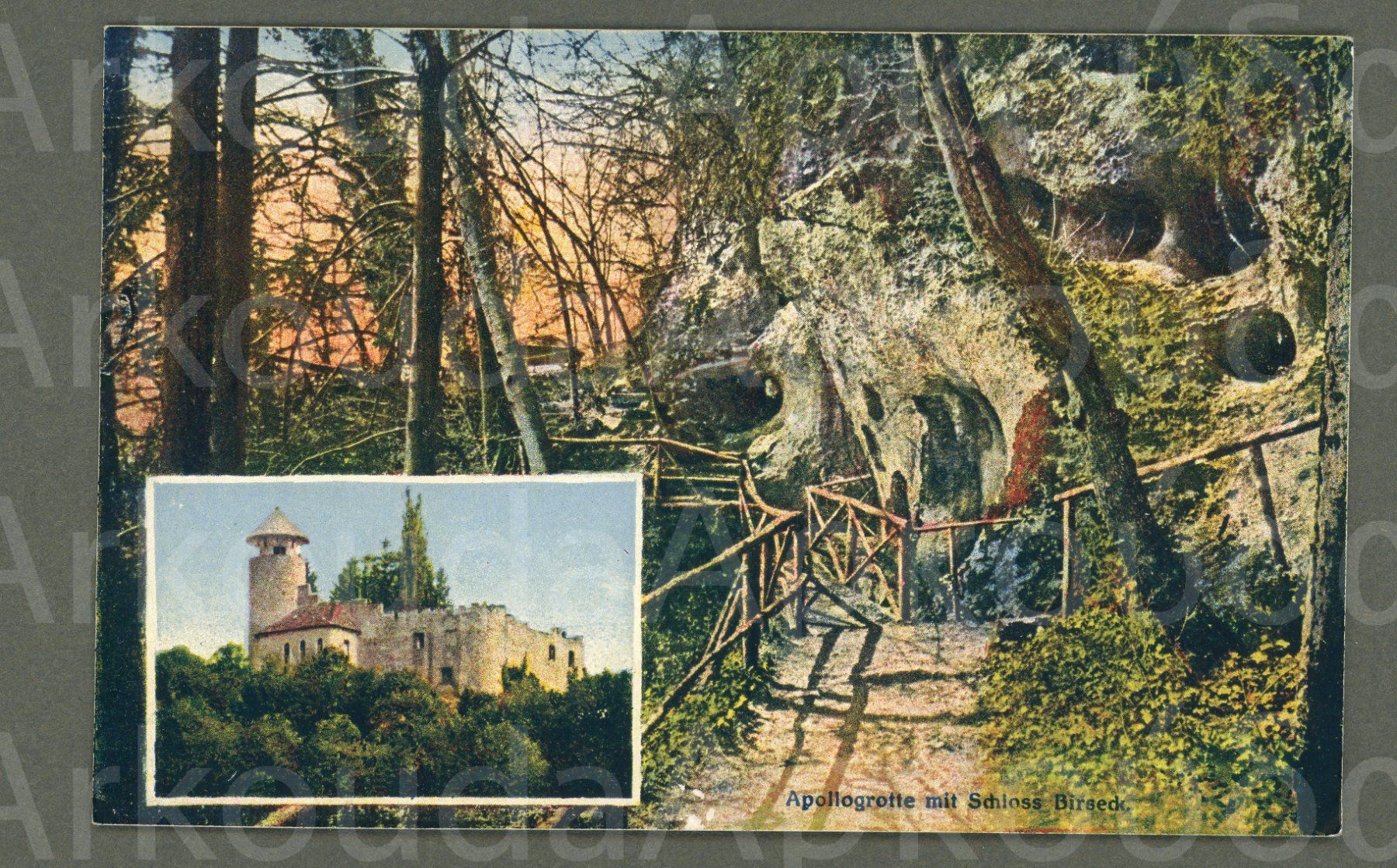 Cartoline postali: AK Farblitho Arlesheim BL Eremitage,Apollogrotte,Birseck1920 – Usato da Basel venduto da Arkouda