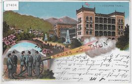 Gruss aus Thun - Caserne - Litho 1899