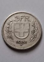 5 FRANKEN SILBERMÜNZE 1931 SEHR SCHÖN