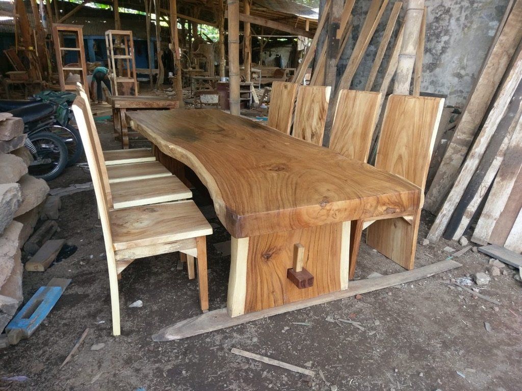 Set di tavolo e panche: Garnitur Sitzgruppe Tisch Stuhl Baumscheibentisch Suar Holz – Nuovo e nell'imballaggio originale da Daisendorf venduto da Wohn-Kult 9