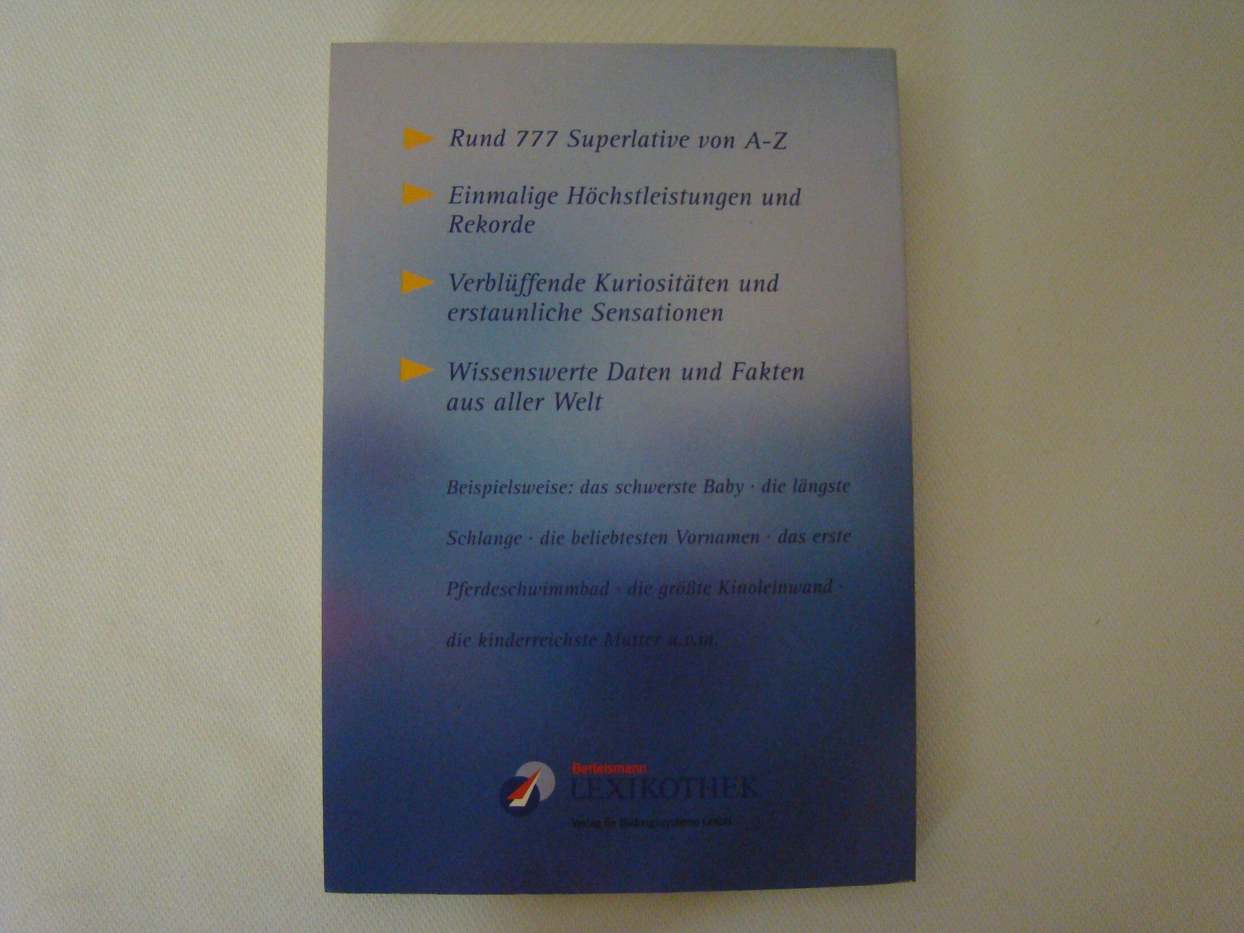Libri: Taschenbuch "Lexikon der Superlative", Ausgabe 2000, neu – Nuovo (secondo la descrizione) da Malters venduto da burzi 1