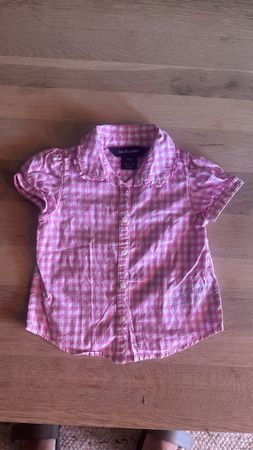 Ralph Lauren Bluse Mädchen Gr. 80 (12M) Rosa Weiss Kariert