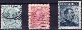 3 Timbres anciens Italie Roi Victor Emmanuel III - 1906 Obl.