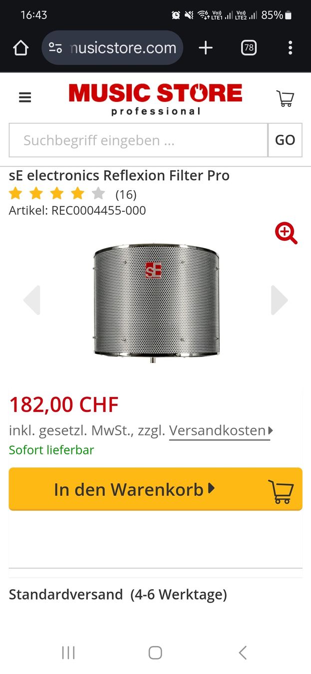 Microfoni: sE electronics Reflexion Filter – Usato da Gossau SG venduto da stereobild 4