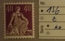 790) 176z, Sitzende Helvetia postfrisch Kt. 150.-