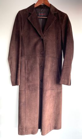 Eleganter Damen Wildleder Mantel mokkabraun Gr. 36 Leonardo