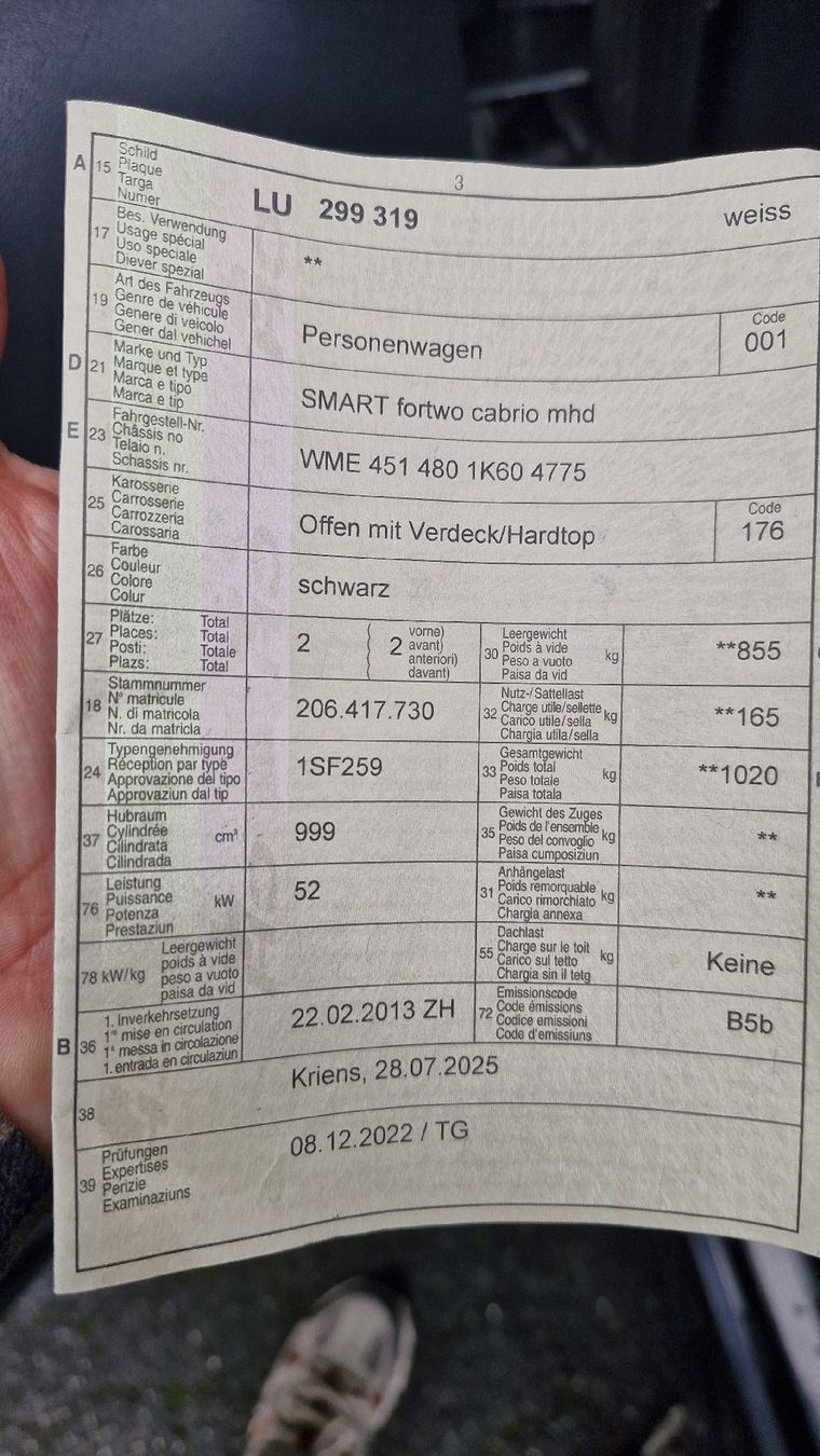 Smart Automobili: Smart Cabrio – Usato da Hochdorf venduto da Juks..40 9
