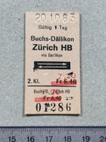 Buchs - Dällikon - Zürich HB via Oerlikon, SBB Billett