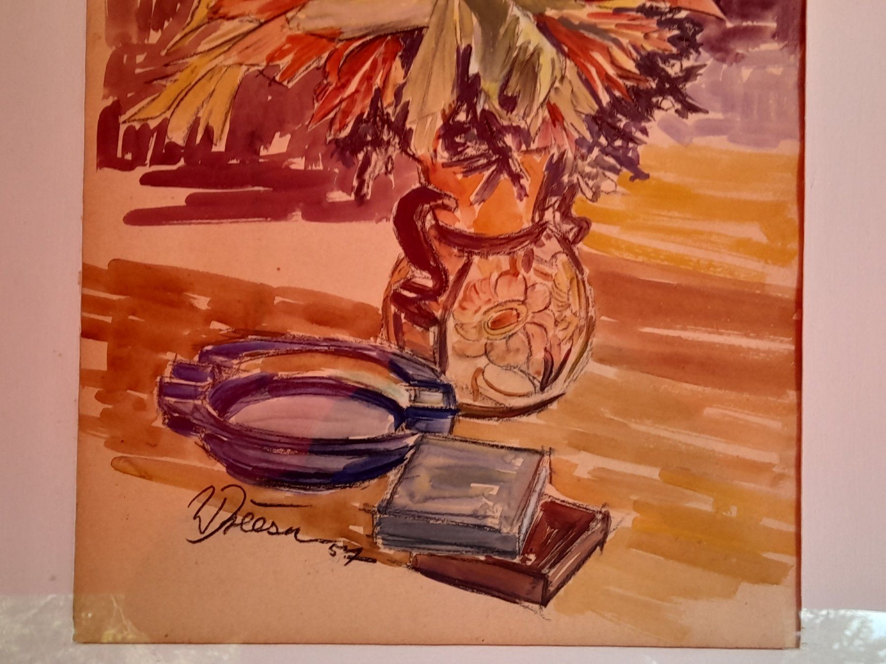 Gemälde: Willi Dreesen Brig " Blumen-Stillleben 1957 " – Gebraucht aus Thun von Treff.....e 5
