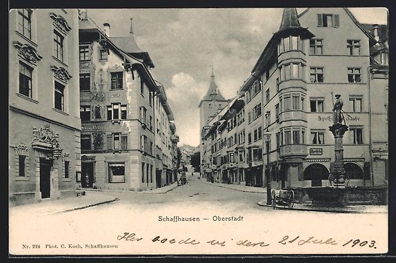 Cartoline postali: Schaffhausen, Strassenpartie in Oberstad – Usato da Berlin venduto da bartko-reher